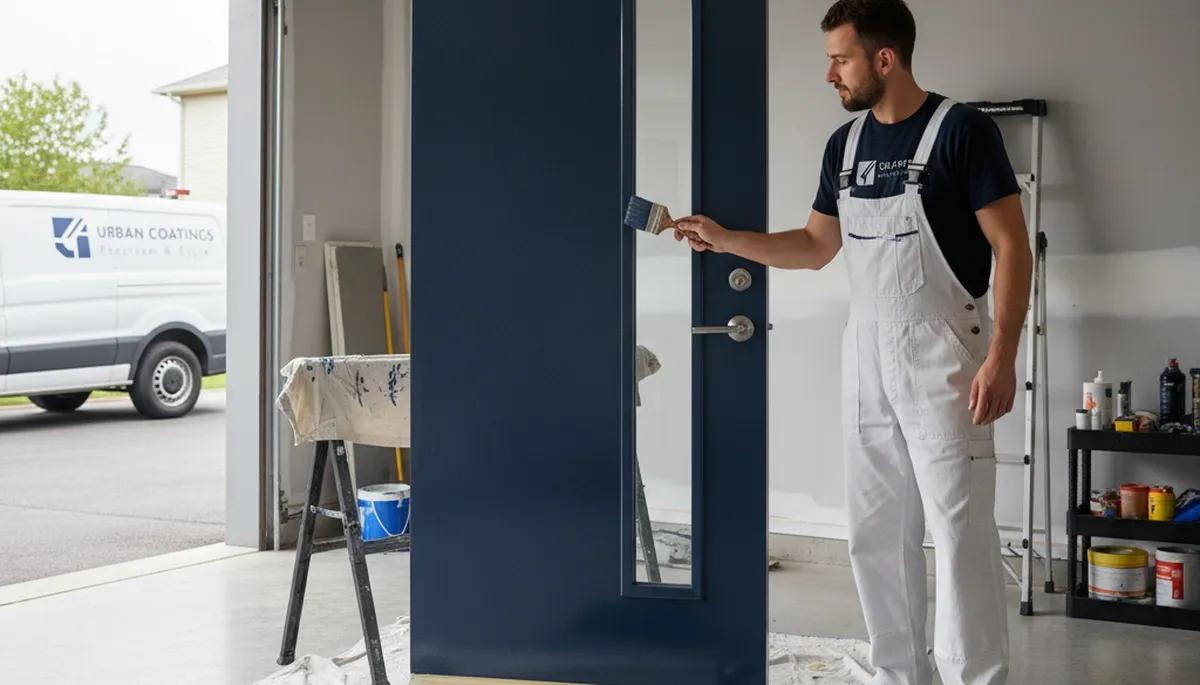 Professional door painting service in Anaheim, CA enhancing curb appeal and wood protection