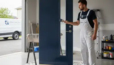 Professional door painting service in Anaheim, CA enhancing curb appeal and wood protection