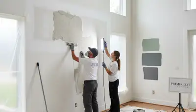 Drywall repair expert fixing wall cracks in Anaheim, CA home for smooth, seamless finish