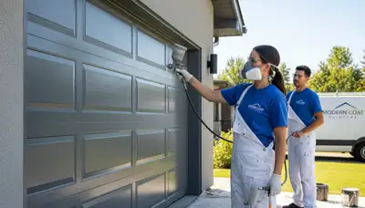 Professional garage door painting in Anaheim, CA enhancing curb appeal with durable weather-resistant finish