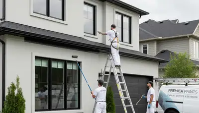 Professional gutter painting on Anaheim CA home exterior by expert house painters
