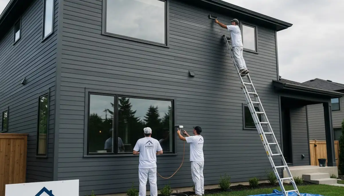 Professional siding painting on Anaheim CA home exterior with weather-resistant finish