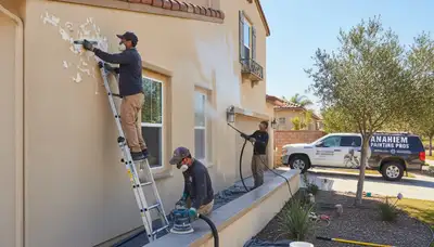 Professional surface preparation for exterior house painting in Anaheim, CA ensures lasting paint adhesion