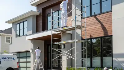 Professional trim and fascia painting on Anaheim, CA home exterior by expert house painters